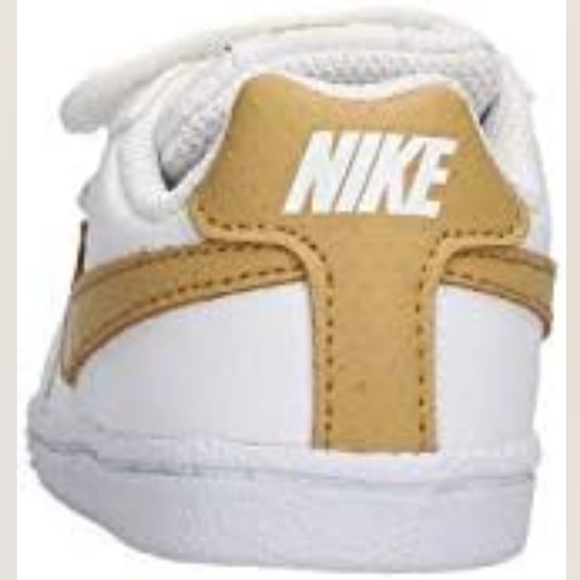 Nike Court Royale White Leather Kids Sneakers with Gold Swoosh Size 7c - Picture 8 of 10